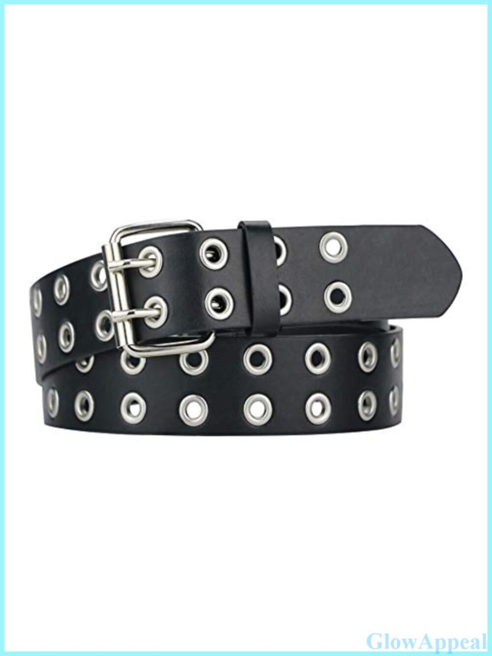 Faux Leather Grommet Studded Belt Double Prong Buckle Goth Punk Jeans